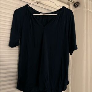 LOFT Navy V-Neck Short Sleeve Top